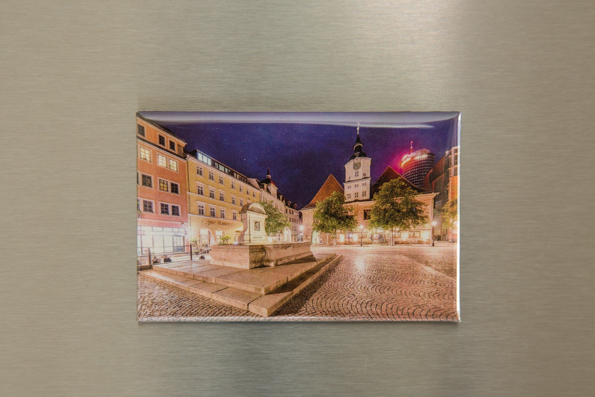 Kühlschrankmagnet Marktplatz Jena mit Rathaus und Bismarckbrunnen (258)